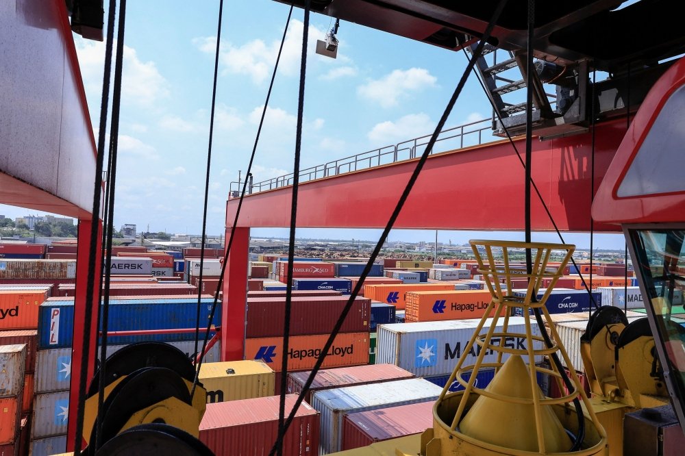 A general view of cargo containers parked at the Port Autonome of Douala, in Douala, on March 22, 2025. — AFP pic