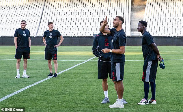 Cyriel Dessers and team-mates get acquainted with the pitch ahead of crucial Euro tie