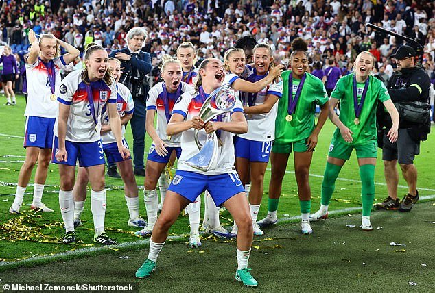 England beat Spain before Toone lifted the UEFA European Women's Championship trophy