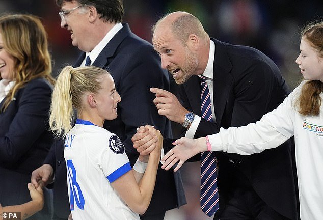 Chloe Kelly (pictured with Prince William) and Hannah Hampton could be on the the New Year's Eve Honours List