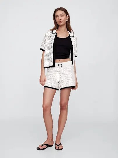 Crochet Pull-On Sweater Shorts