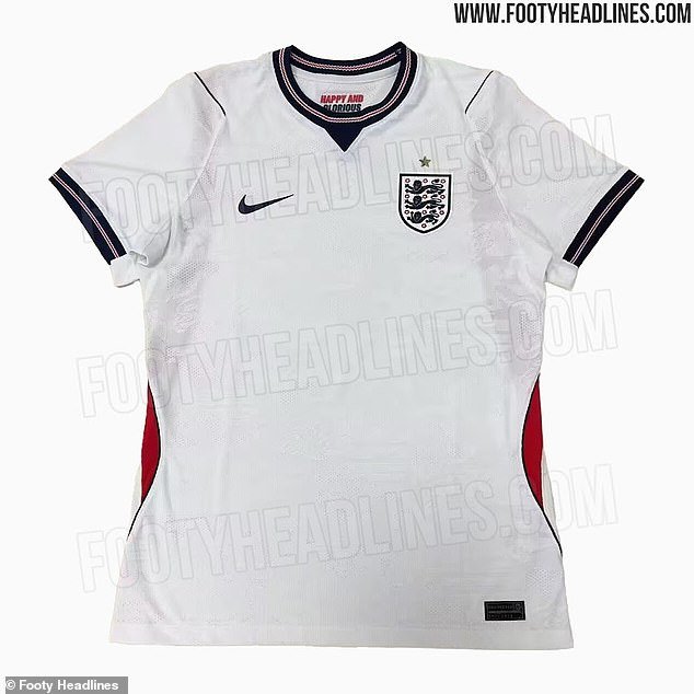 According to the leaked images, the kit would feature red inserts to the traditional white design and feature 'Happy and Glorious' on the collar in a nod to the national anthem