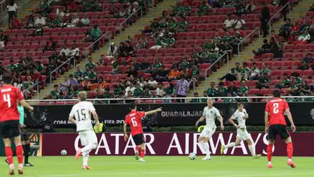 Empty seats are seen in the stands during the South Korea v Czech Republic match at Estadio Guadalajara, Guadalajara, Mexico